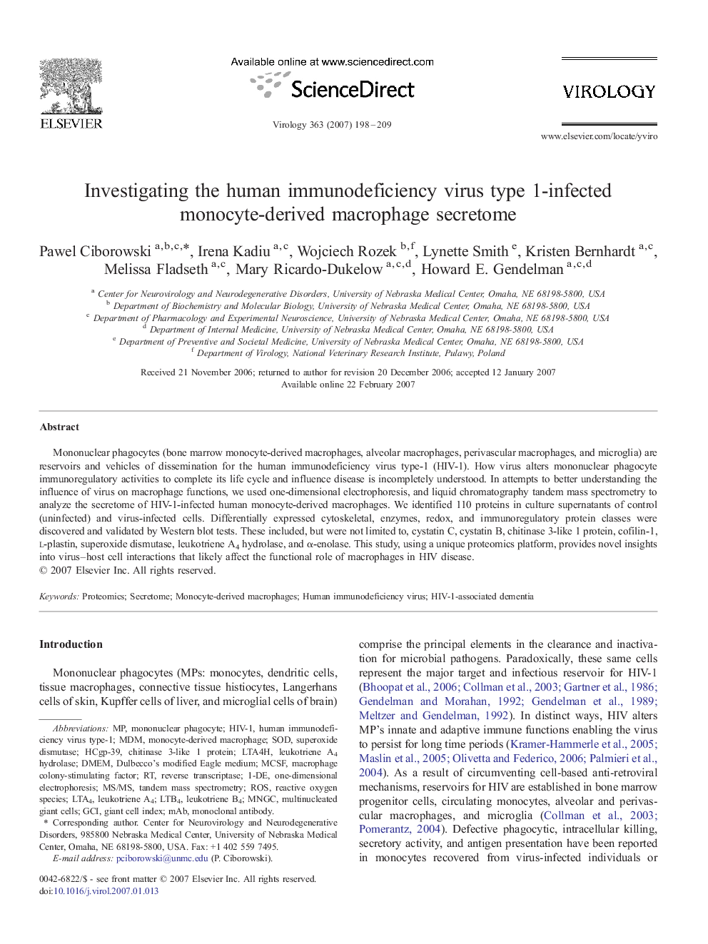 Investigating the human immunodeficiency virus type 1-infected monocyte-derived macrophage secretome