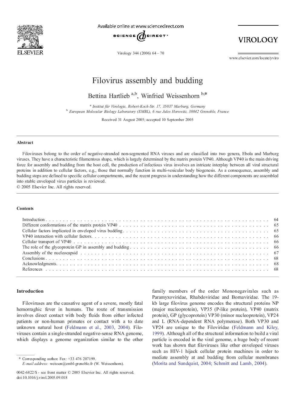 Filovirus assembly and budding