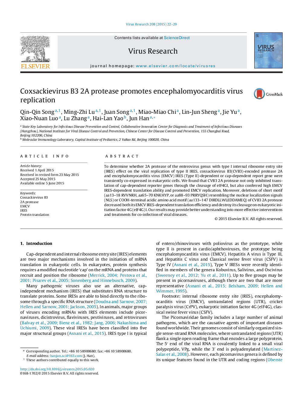 Coxsackievirus B3 2A protease promotes encephalomyocarditis virus replication