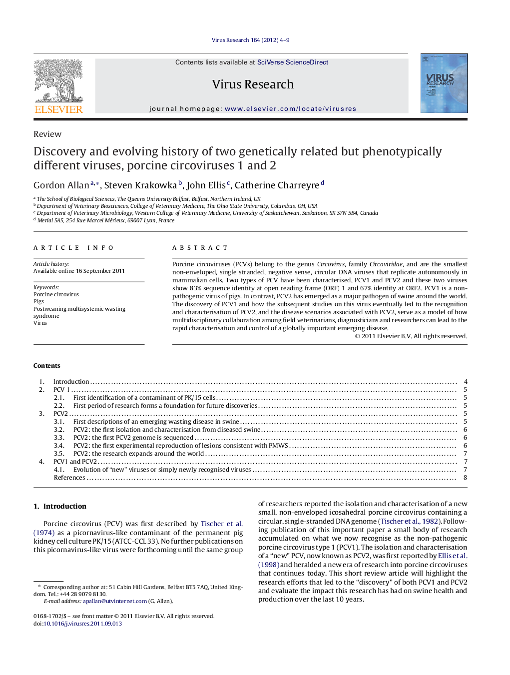 Discovery and evolving history of two genetically related but phenotypically different viruses, porcine circoviruses 1 and 2