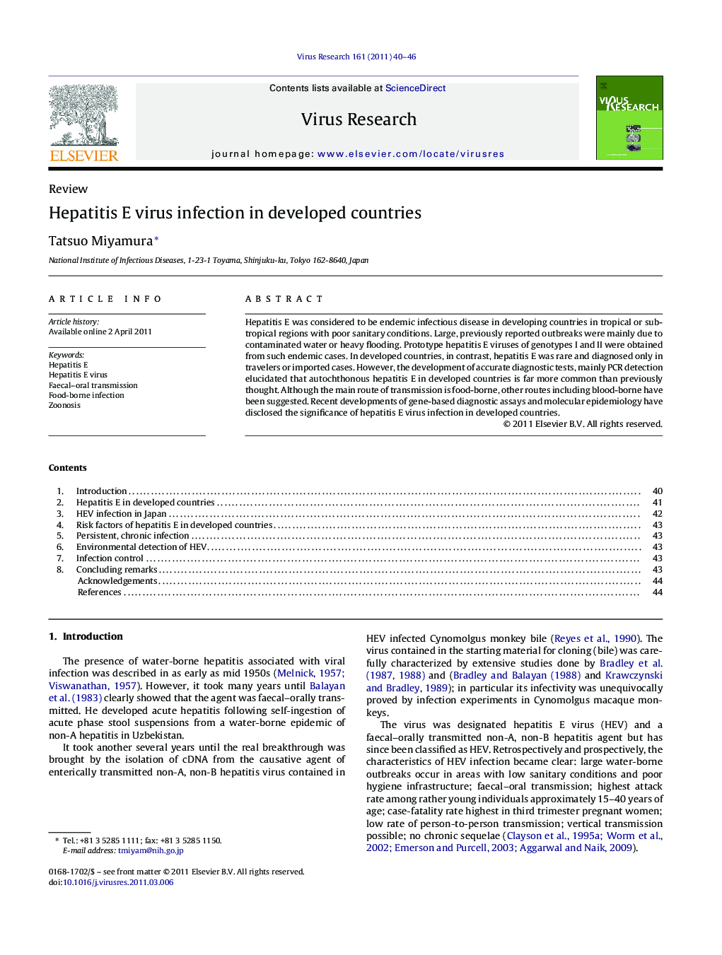 Hepatitis E virus infection in developed countries