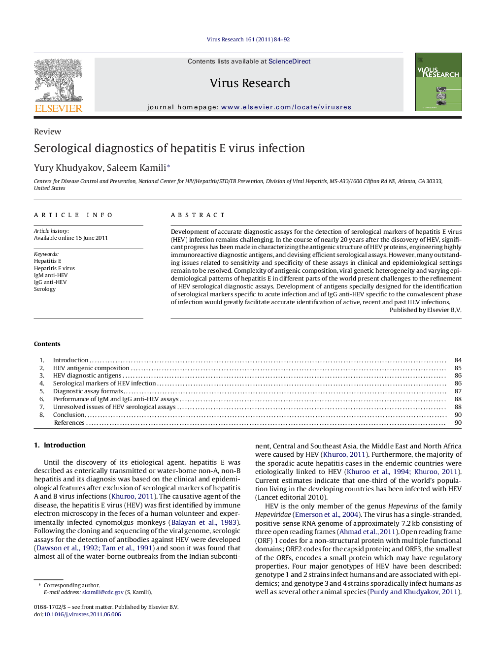 Serological diagnostics of hepatitis E virus infection