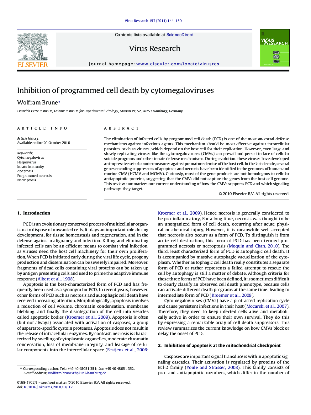 Inhibition of programmed cell death by cytomegaloviruses