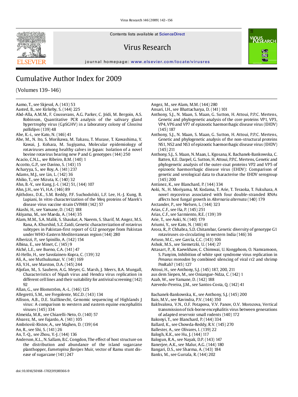 Cumulative Author Index for 2009