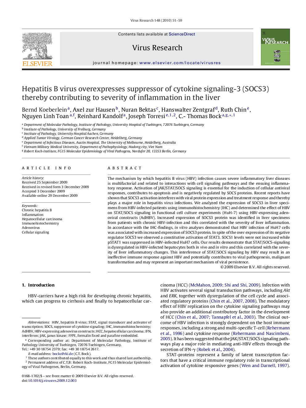 Hepatitis B virus overexpresses suppressor of cytokine signaling-3 (SOCS3) thereby contributing to severity of inflammation in the liver