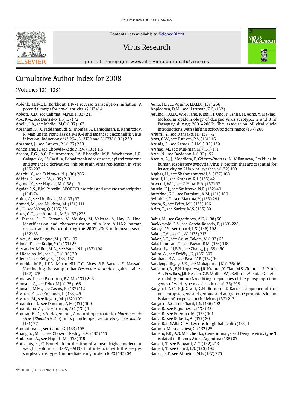 Cumulative Author Index for 2008