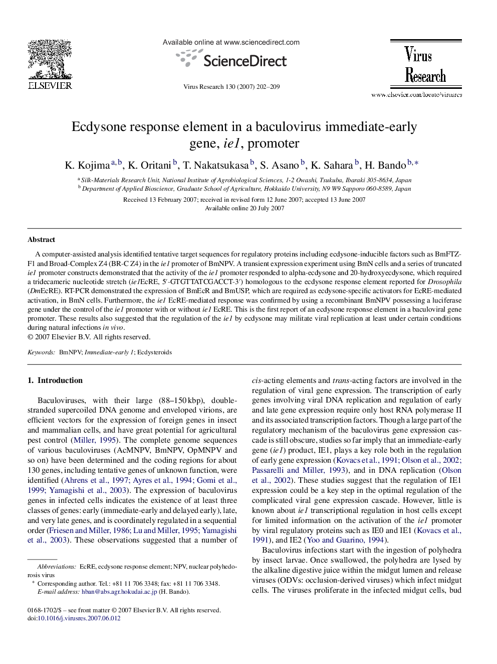 Ecdysone response element in a baculovirus immediate-early gene, ie1, promoter