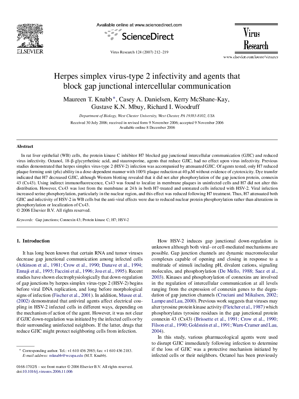 Herpes simplex virus-type 2 infectivity and agents that block gap junctional intercellular communication