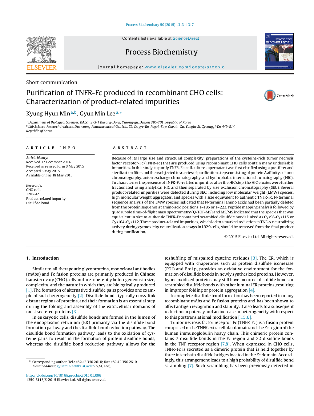 Purification of TNFR-Fc produced in recombinant CHO cells: Characterization of product-related impurities