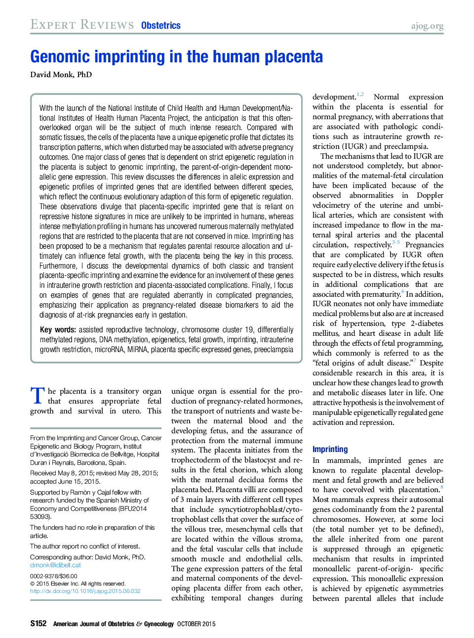 Genomic imprinting in the human placenta 