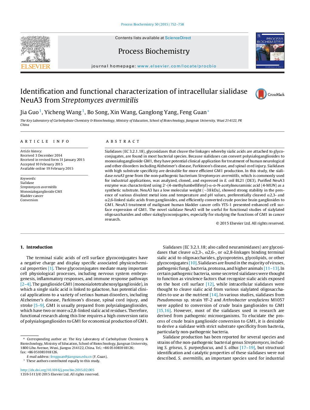 Identification and functional characterization of intracellular sialidase NeuA3 from Streptomyces avermitilis