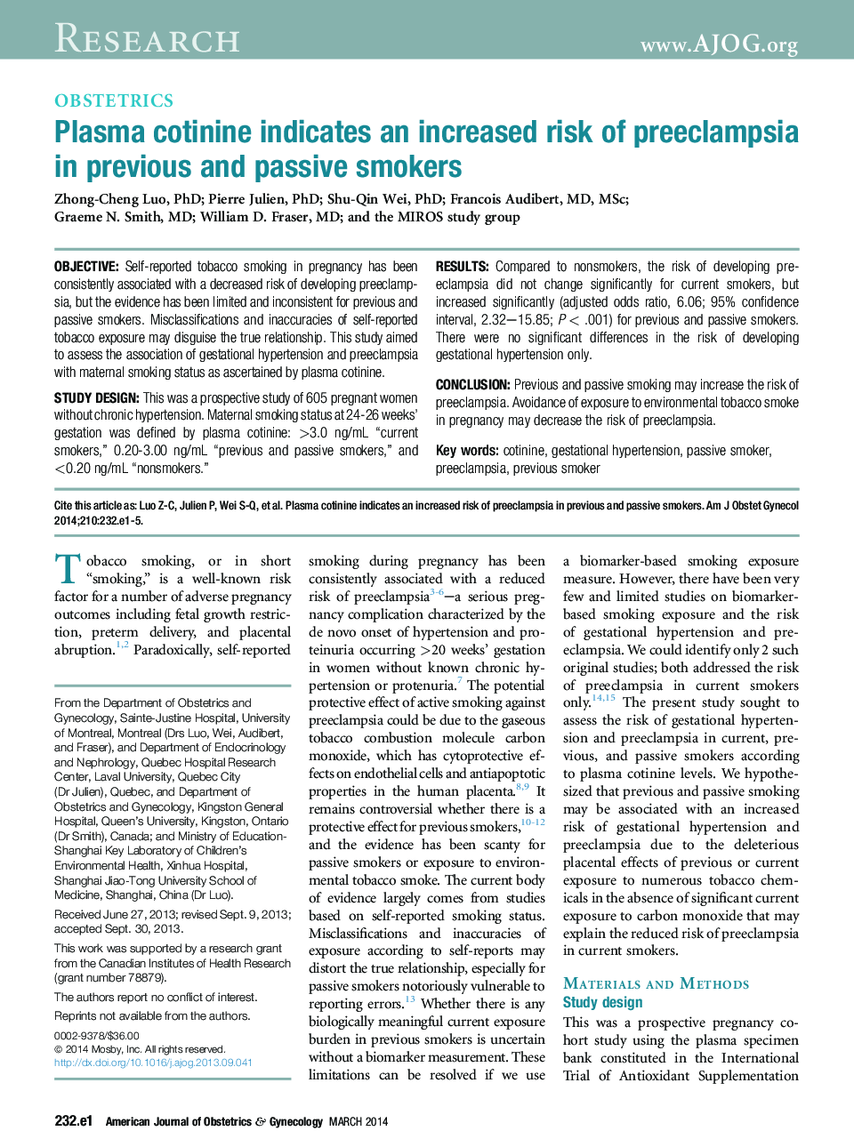 کمیتین پلاسما نشان دهنده افزایش خطر ابتلا به پره اکلامپسی در افراد سیگاری است 