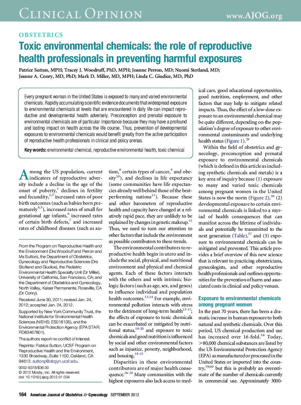 Toxic environmental chemicals: the role of reproductive health professionals in preventing harmful exposures 