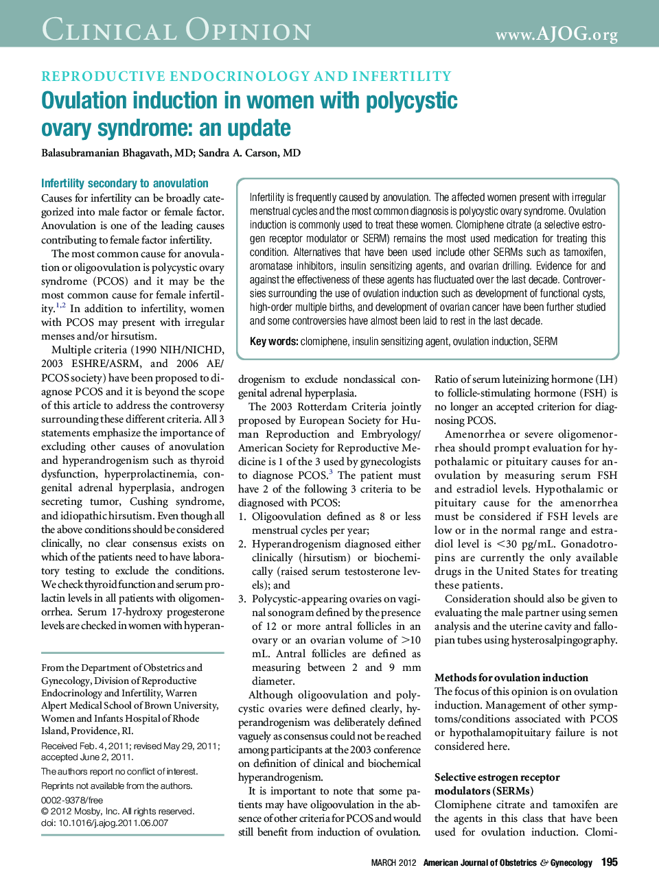 Ovulation induction in women with polycystic ovary syndrome: an update 