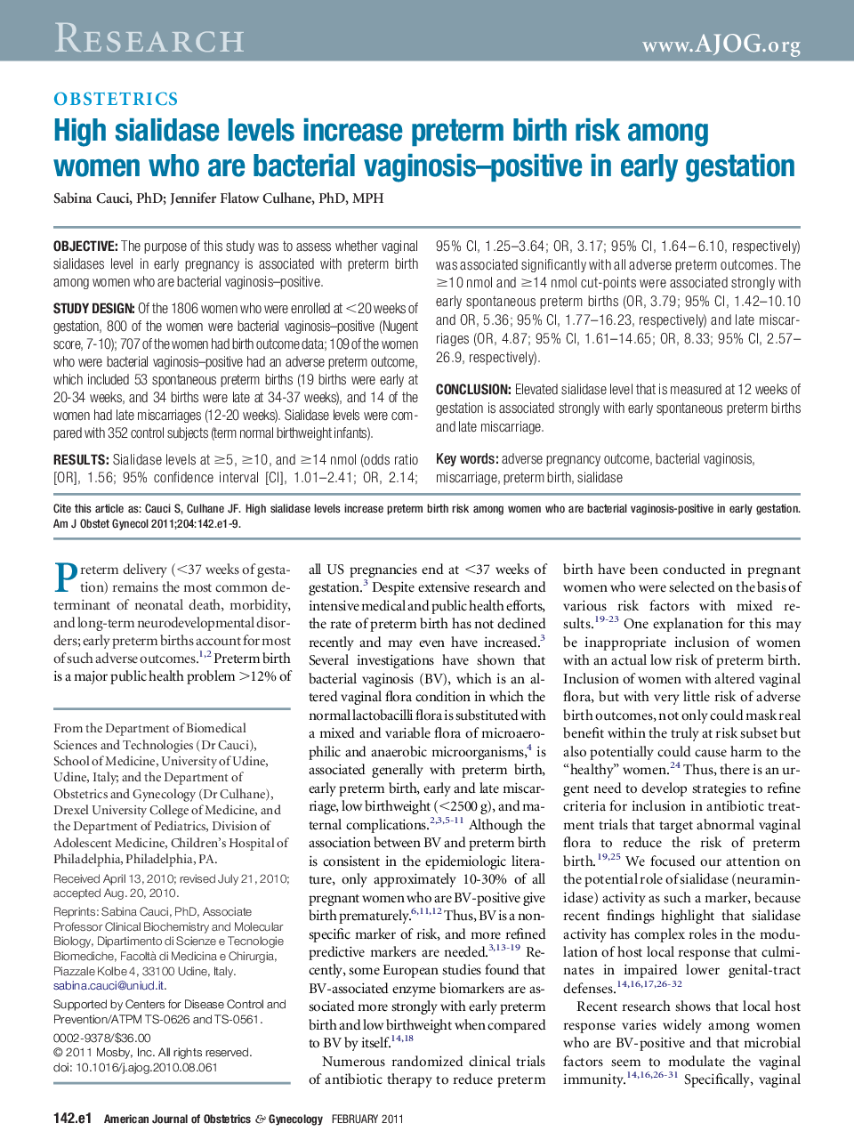 High sialidase levels increase preterm birth risk among women who are bacterial vaginosis-positive in early gestation