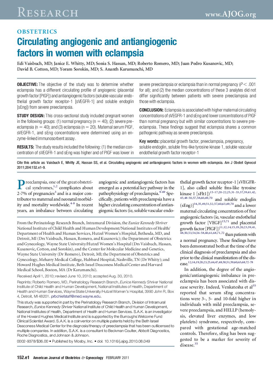 Circulating angiogenic and antiangiogenic factors in women with eclampsia