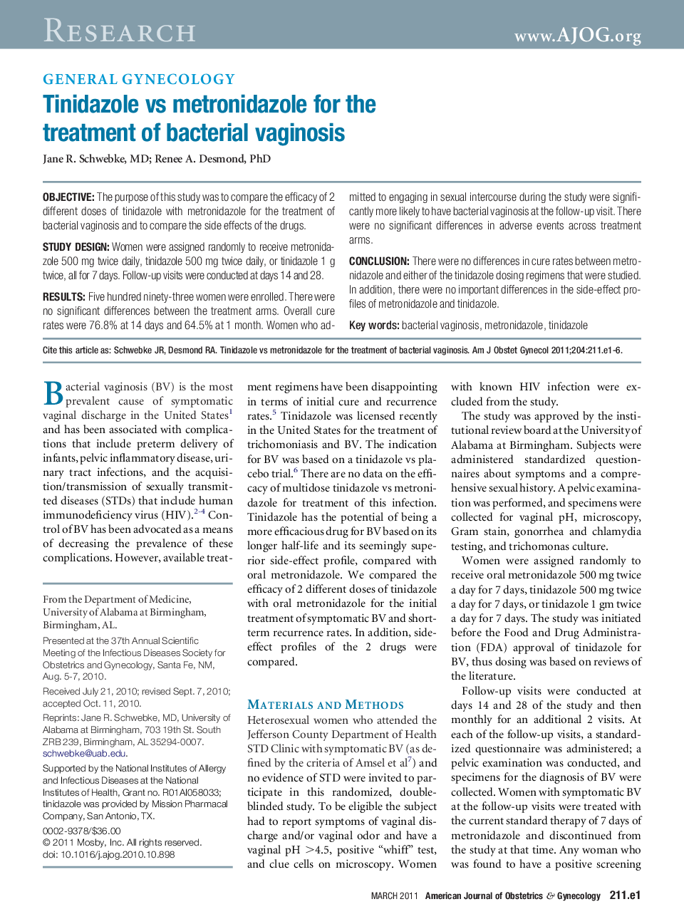 Tinidazole vs metronidazole for the treatment of bacterial vaginosis