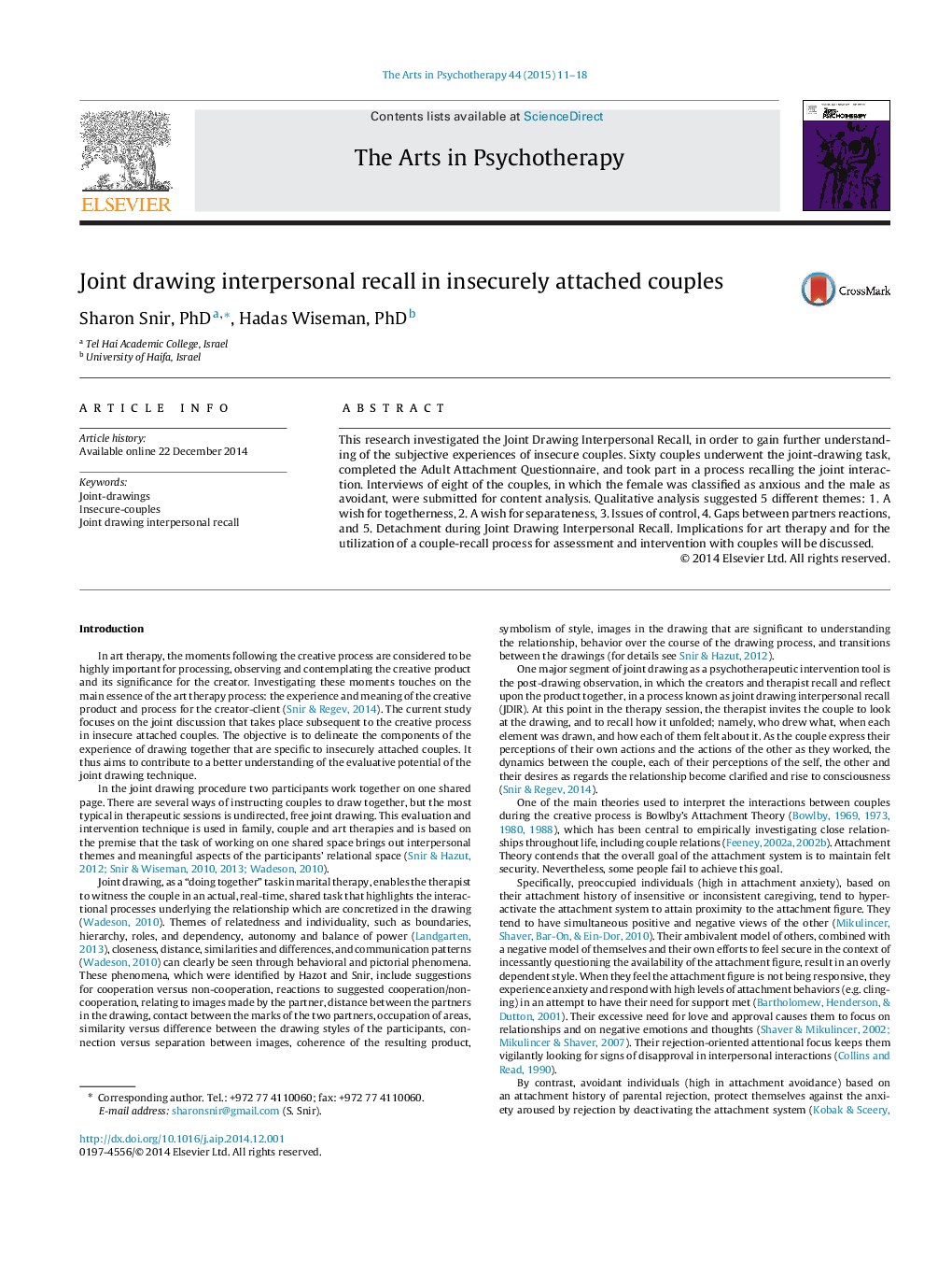 Joint drawing interpersonal recall in insecurely attached couples