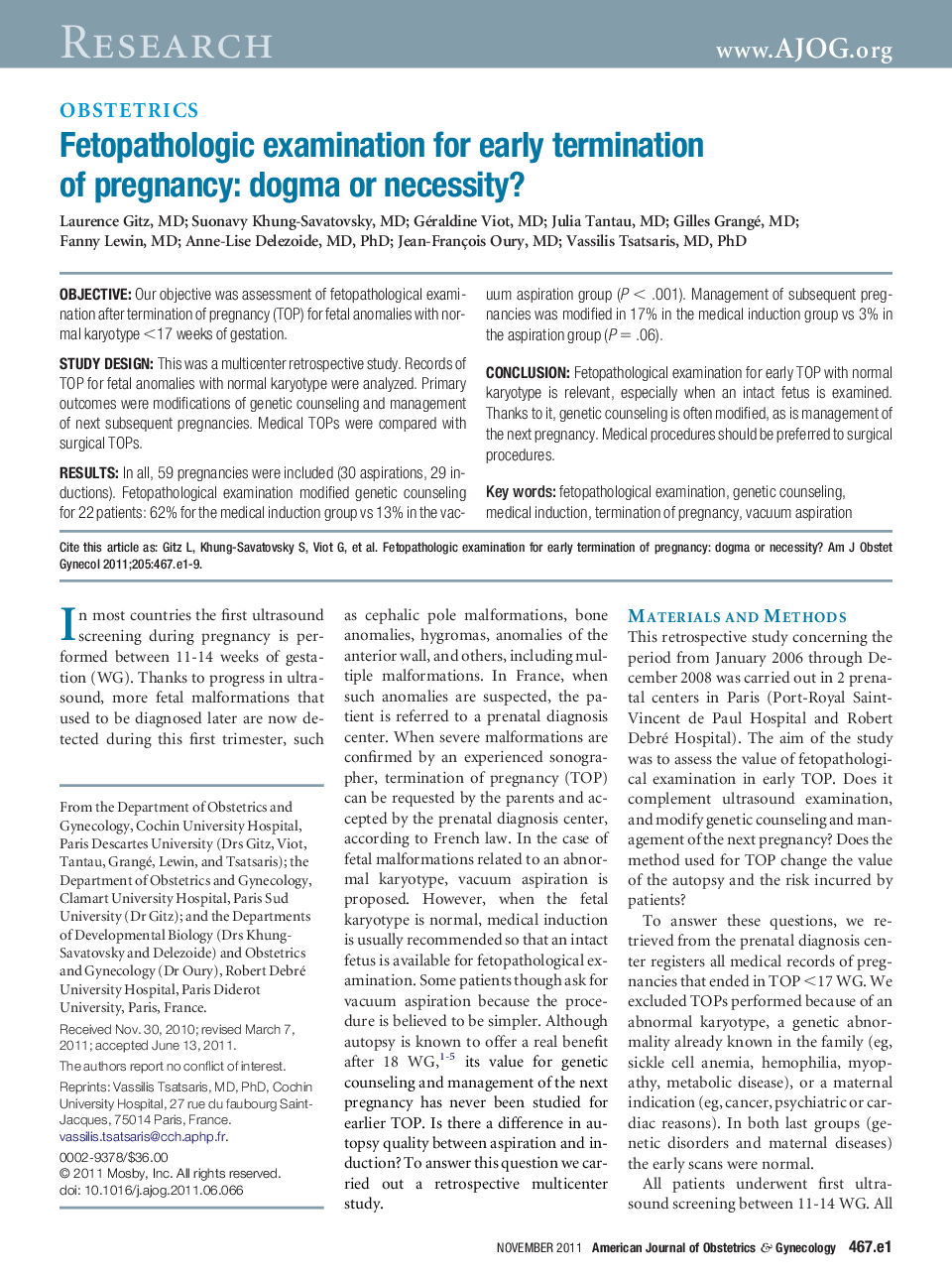 Fetopathologic examination for early termination of pregnancy: dogma or necessity?