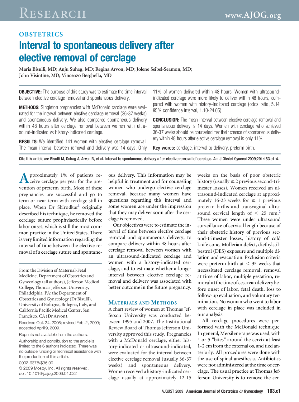 Interval to spontaneous delivery after elective removal of cerclage