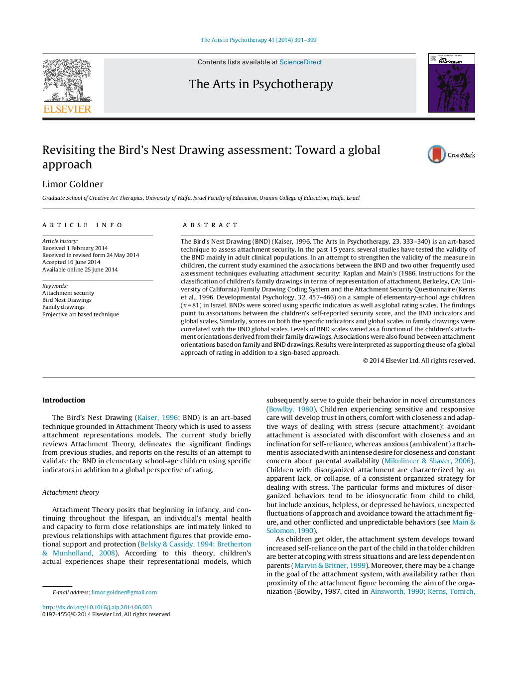 Revisiting the Bird's Nest Drawing assessment: Toward a global approach