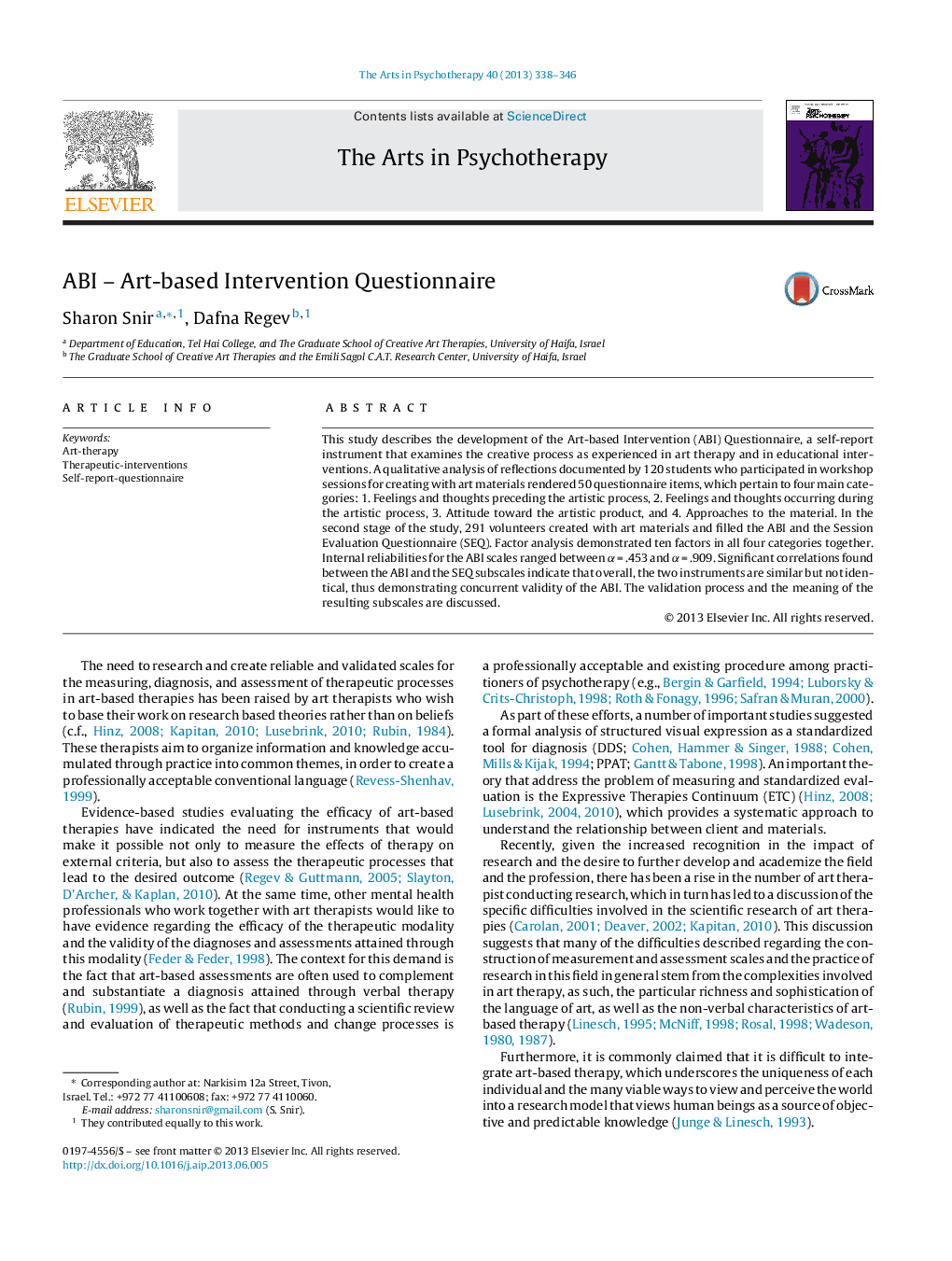 ABI – Art-based Intervention Questionnaire