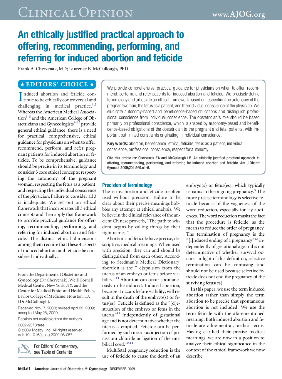 An ethically justified practical approach to offering, recommending, performing, and referring for induced abortion and feticide