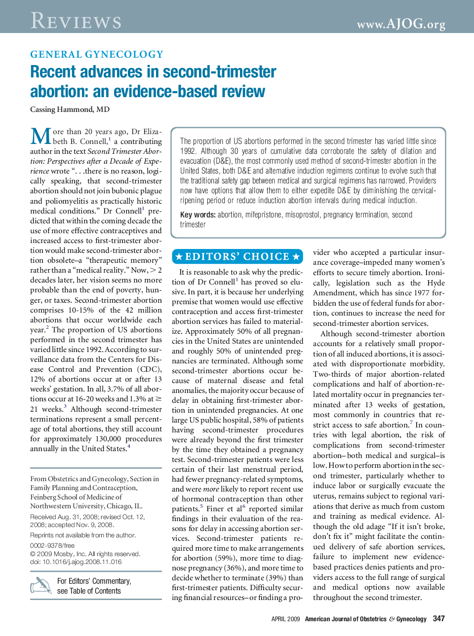 Recent advances in second-trimester abortion: an evidence-based review 