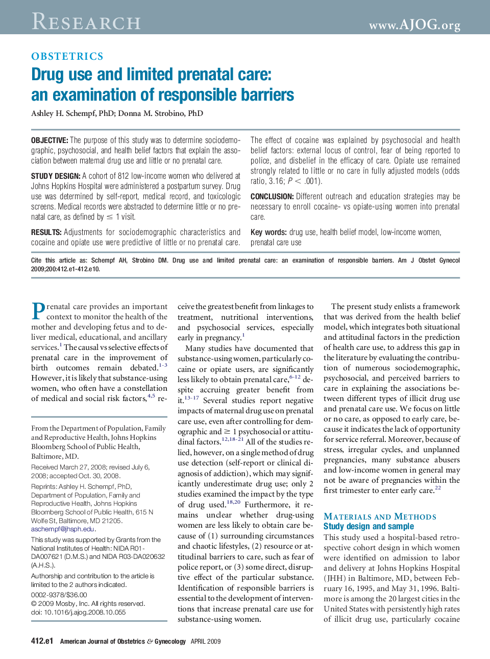 Drug use and limited prenatal care: an examination of responsible barriers