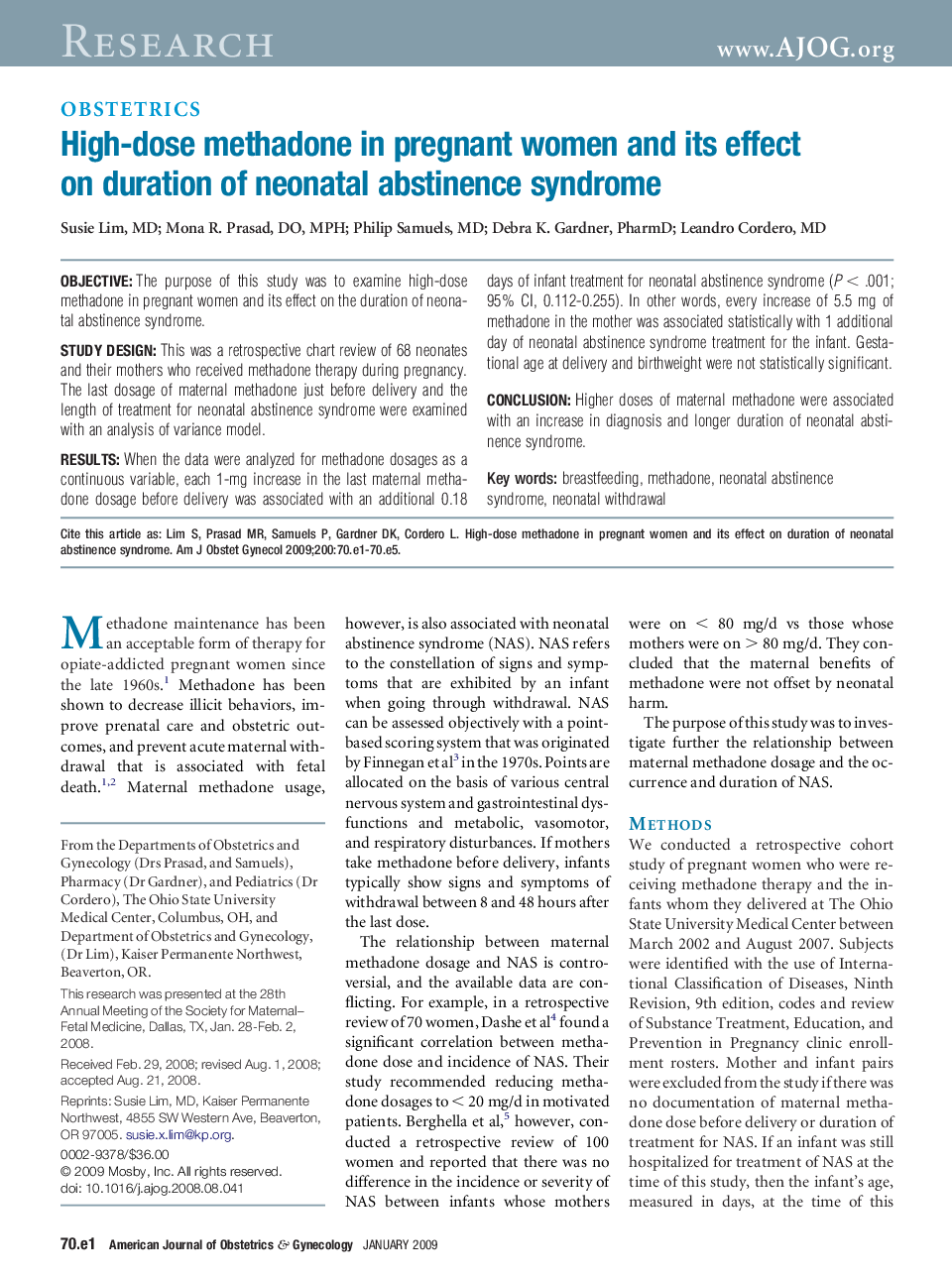 High-dose methadone in pregnant women and its effect on duration of neonatal abstinence syndrome