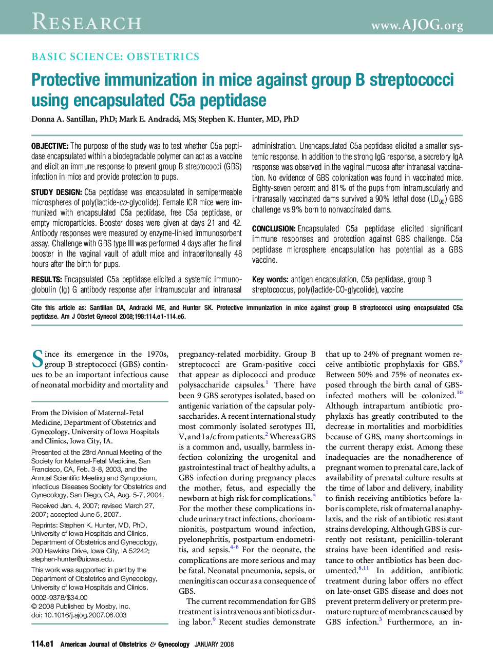 Protective immunization in mice against group B streptococci using encapsulated C5a peptidase