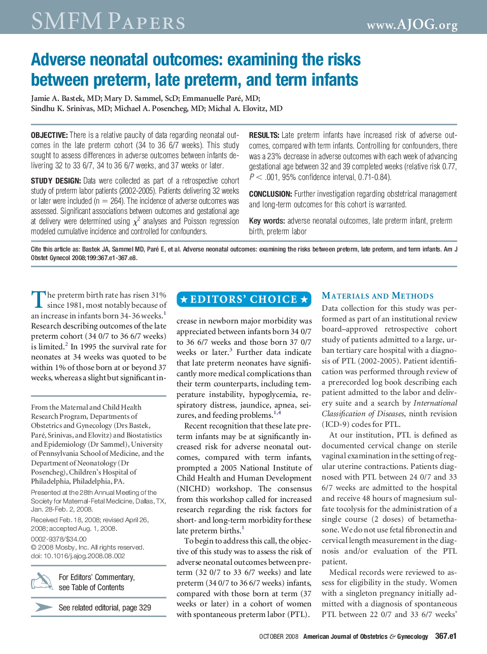 Adverse neonatal outcomes: examining the risks between preterm, late preterm, and term infants