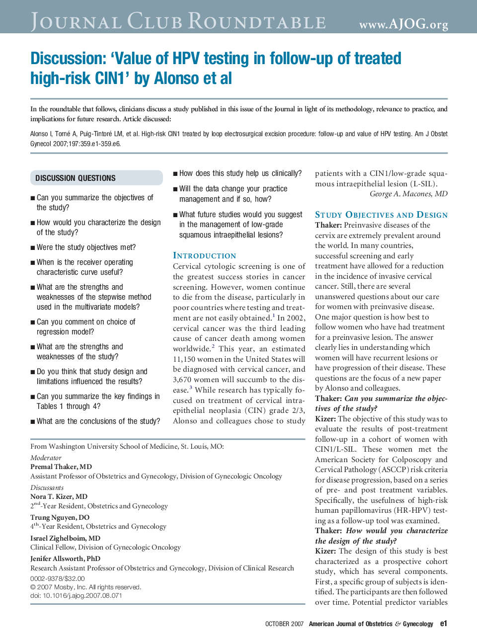 Discussion: 'Value of HPV testing in follow-up of treated high-risk CIN1' by Alonso et al
