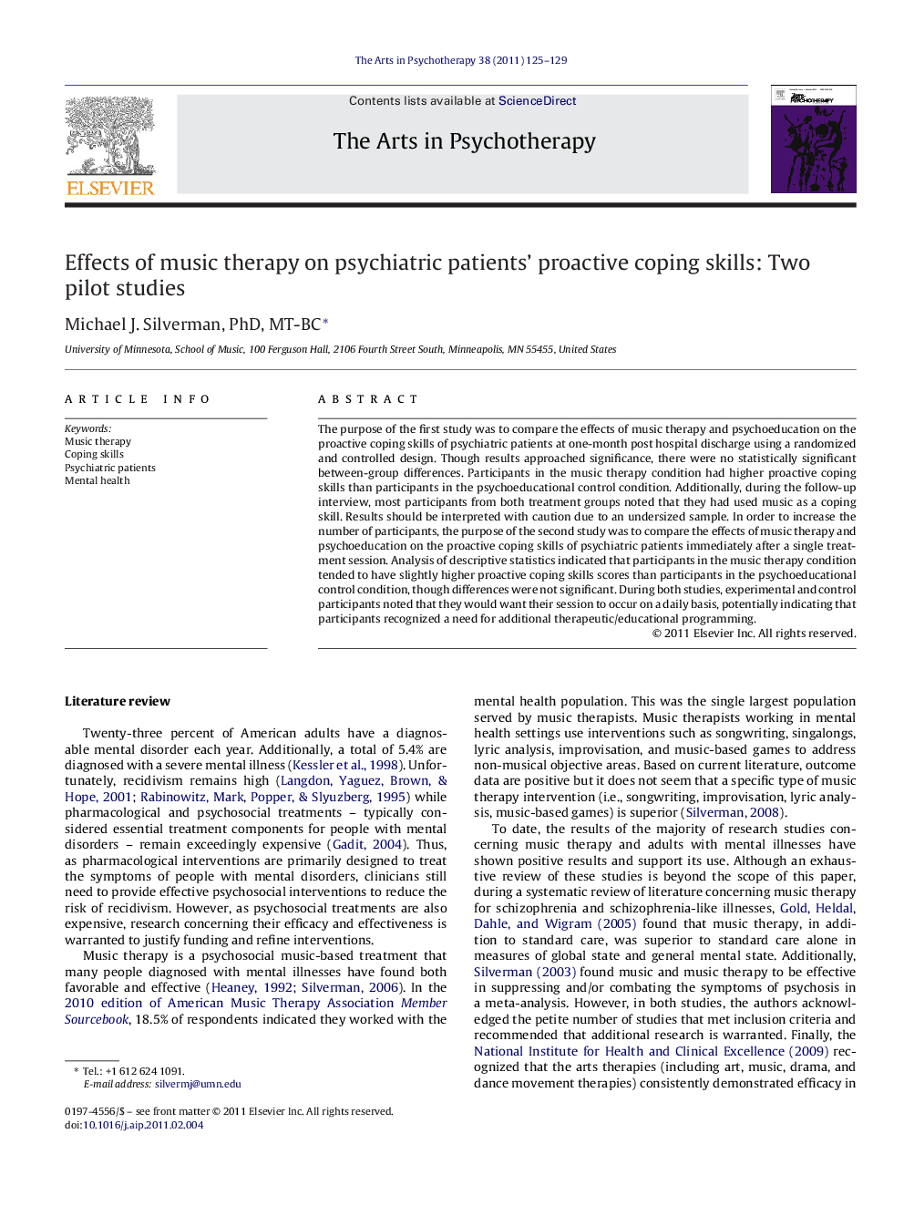 Effects of music therapy on psychiatric patients’ proactive coping skills: Two pilot studies