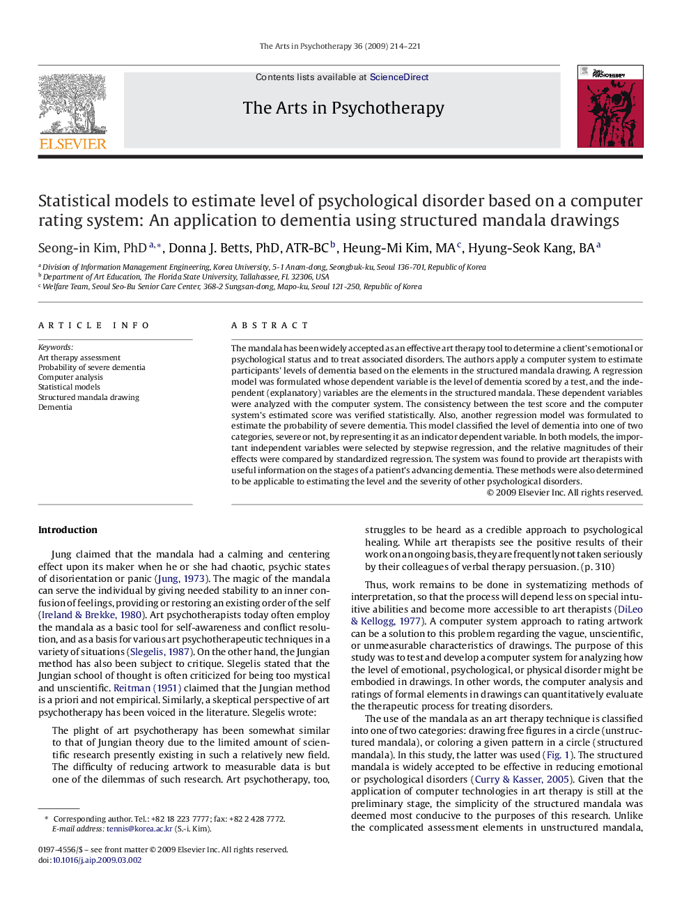 Statistical models to estimate level of psychological disorder based on a computer rating system: An application to dementia using structured mandala drawings