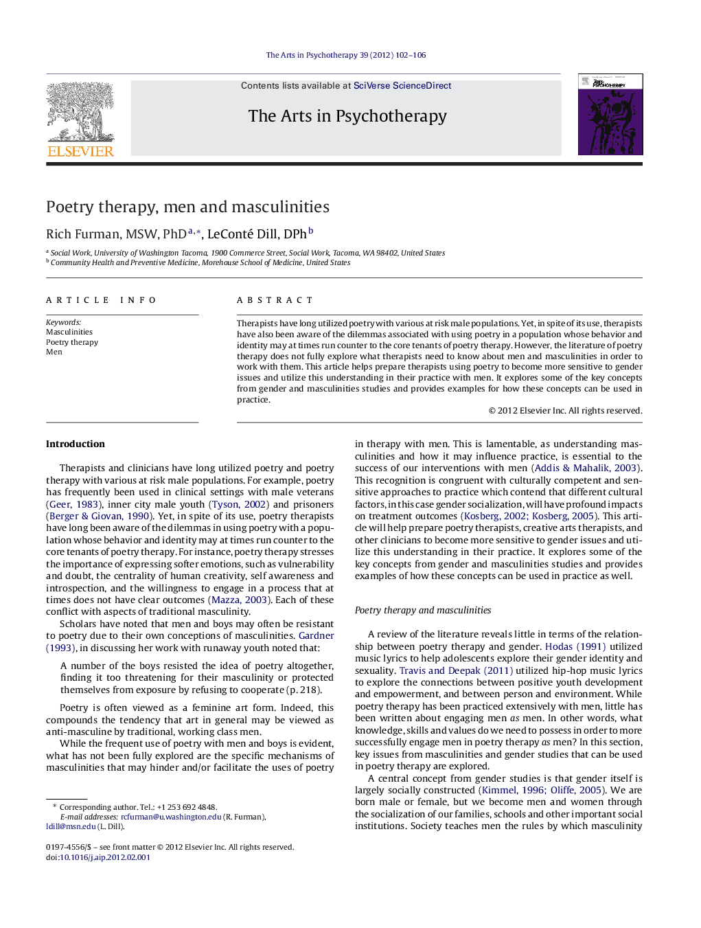 Poetry therapy, men and masculinities