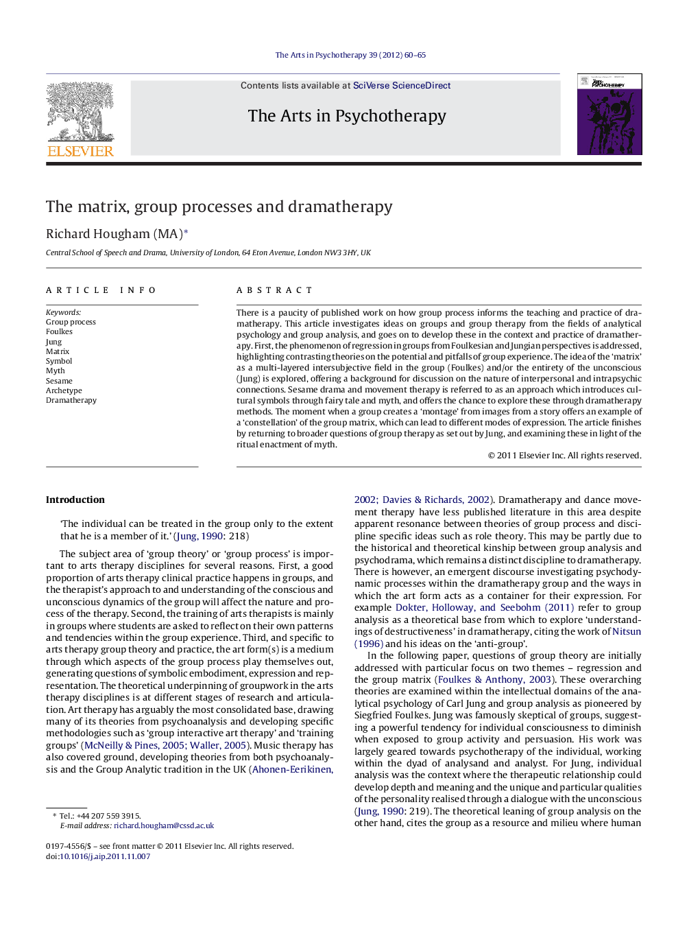 The matrix, group processes and dramatherapy