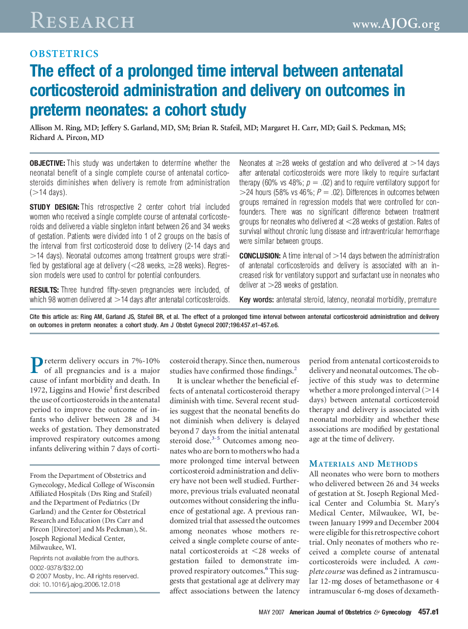 The effect of a prolonged time interval between antenatal corticosteroid administration and delivery on outcomes in preterm neonates: a cohort study