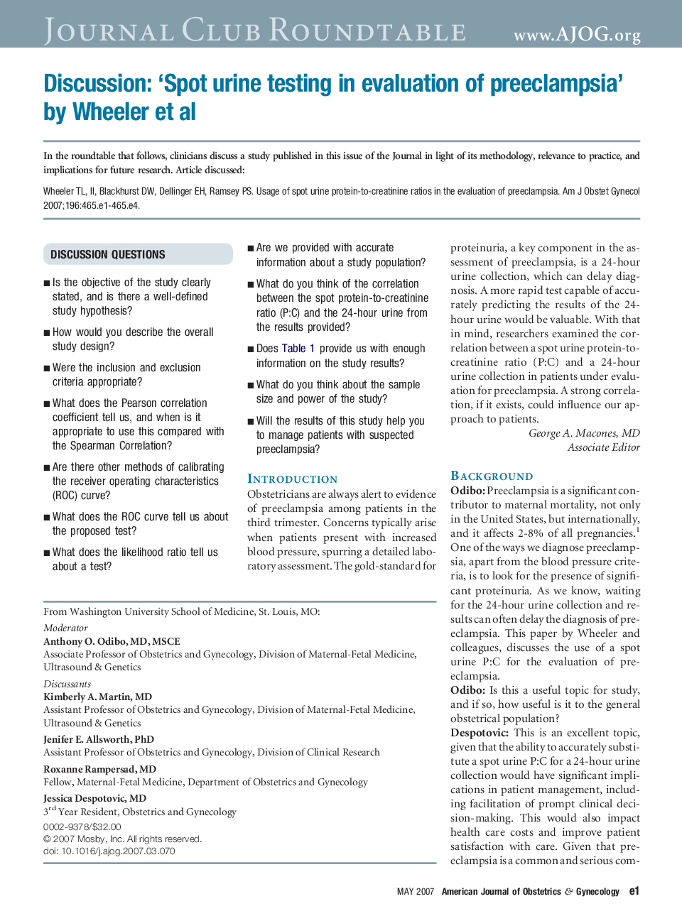 Discussion: ‘Spot urine testing in evaluation of preeclampsia’ by Wheeler et al
