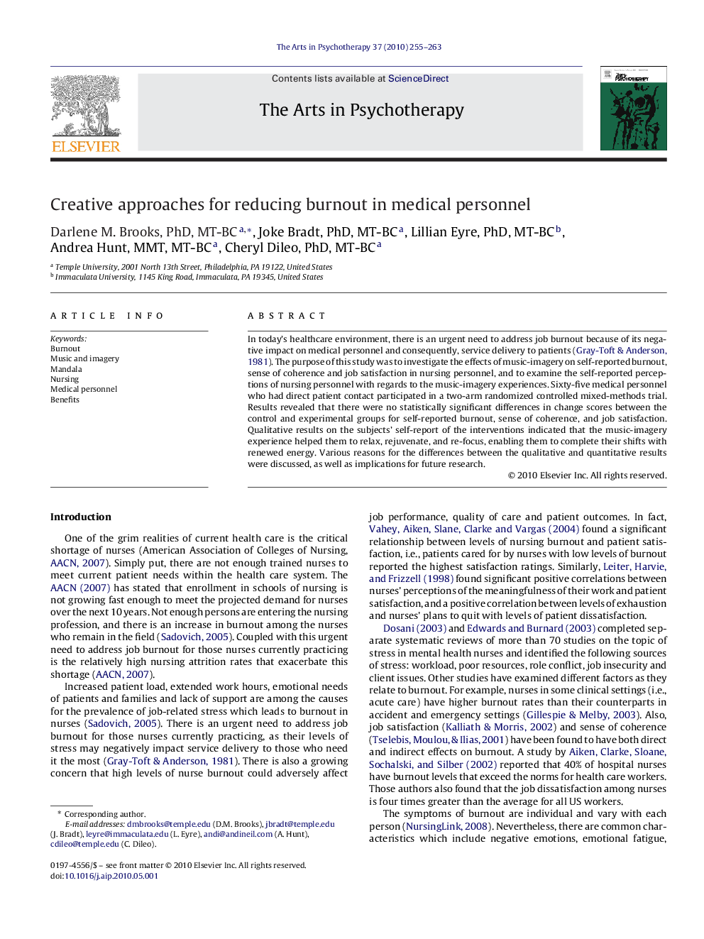 Creative approaches for reducing burnout in medical personnel