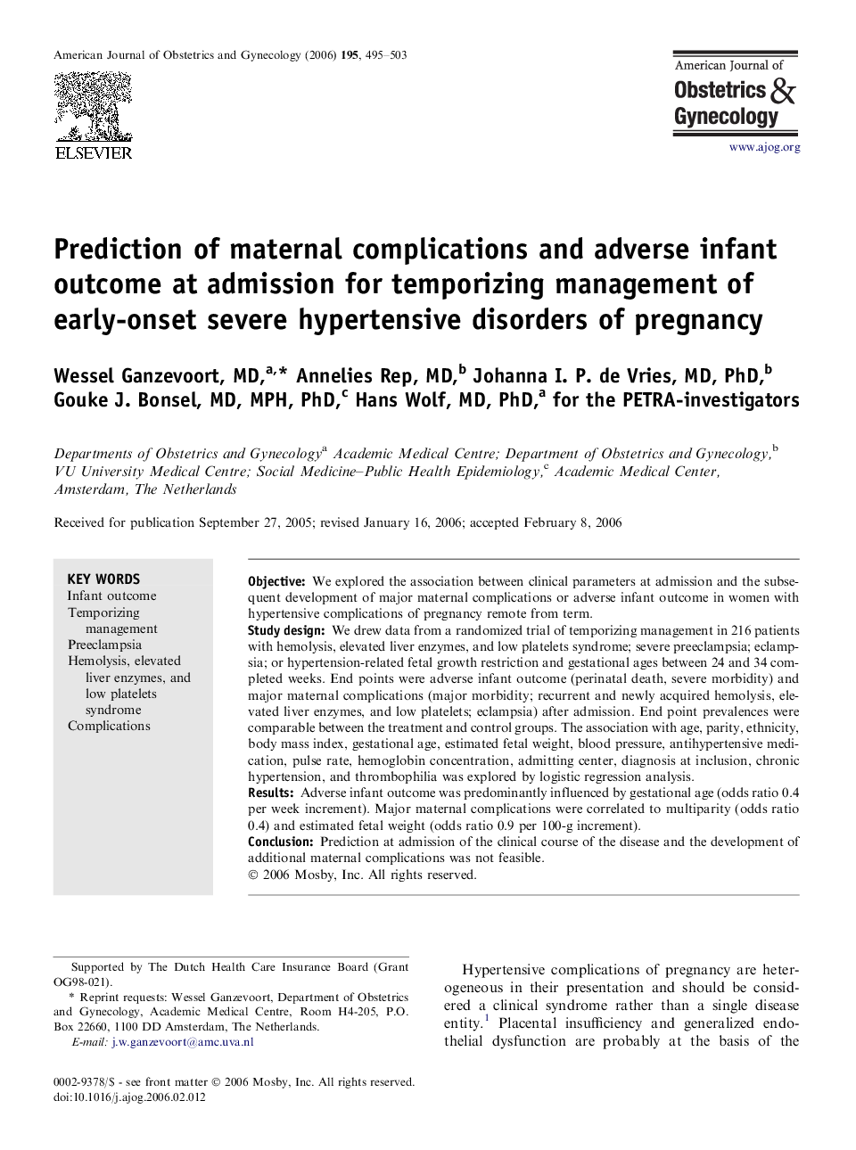 Prediction of maternal complications and adverse infant outcome at admission for temporizing management of early-onset severe hypertensive disorders of pregnancy 