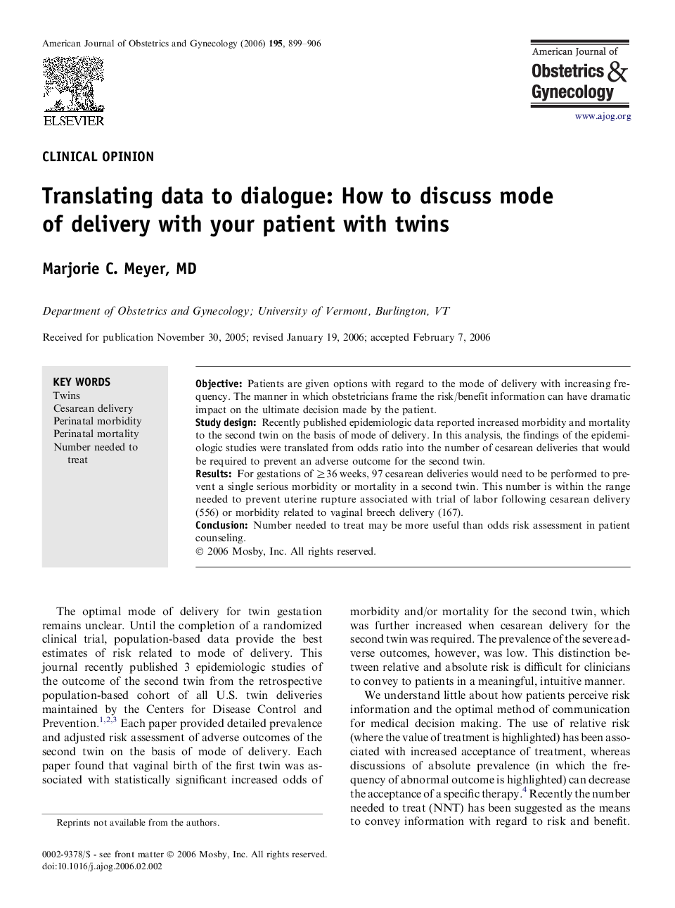 Translating data to dialogue: How to discuss mode of delivery with your patient with twins 