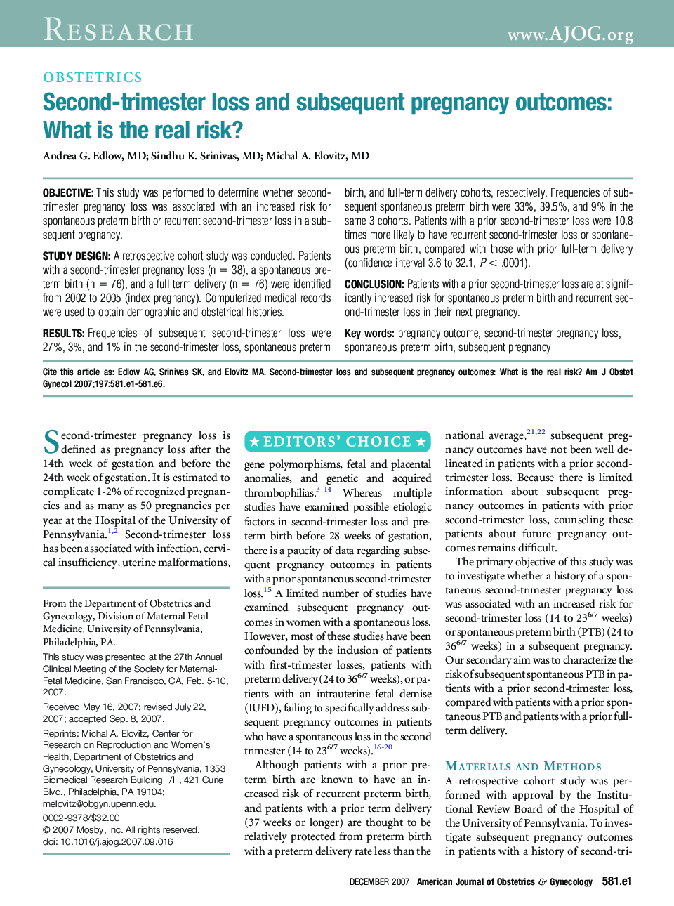 Second-trimester loss and subsequent pregnancy outcomes: What is the real risk?