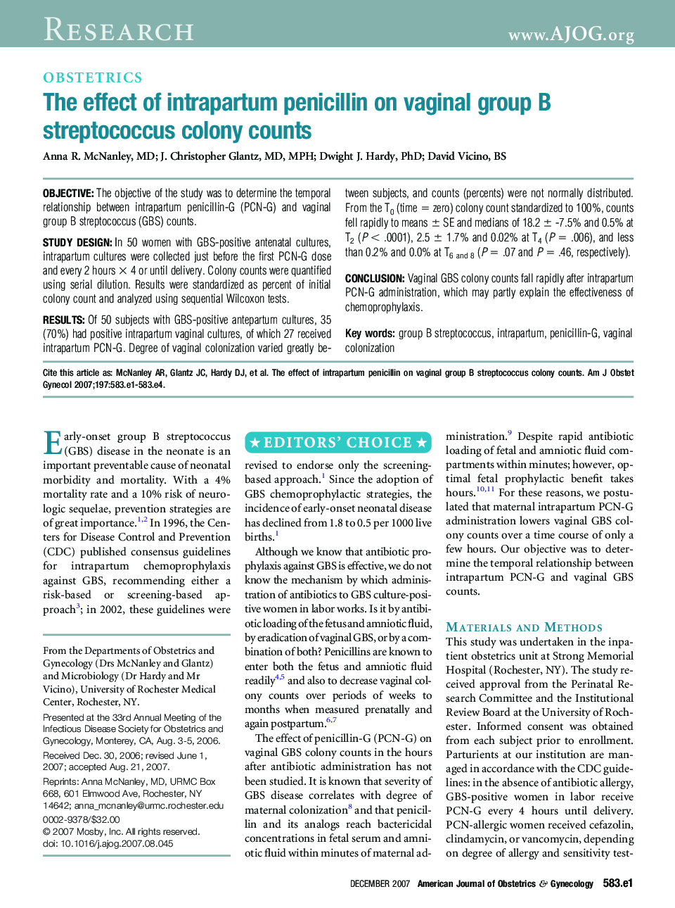 The effect of intrapartum penicillin on vaginal group B streptococcus colony counts