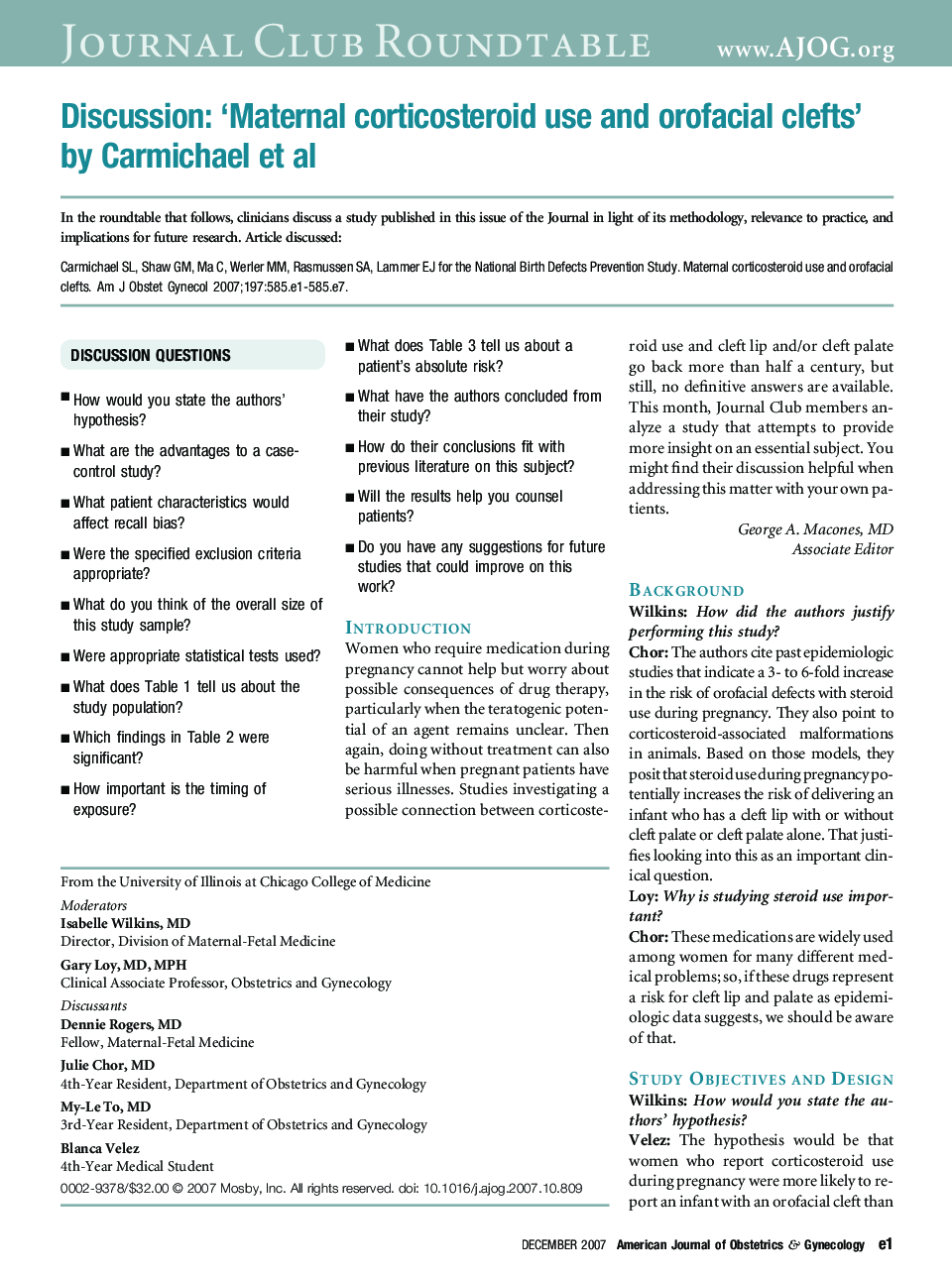 Discussion: 'Maternal corticosteroid use and orofacial clefts' by Carmichael et al