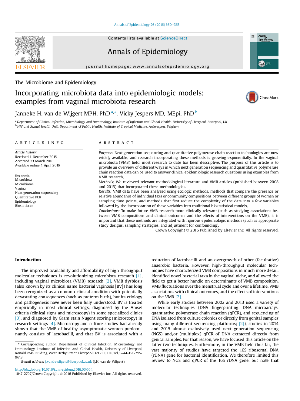 Incorporating microbiota data into epidemiologic models: examples from vaginal microbiota research