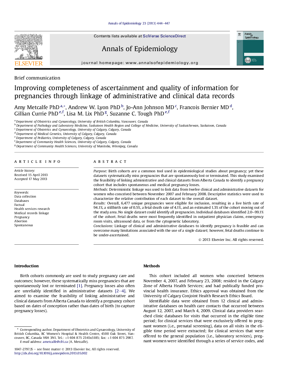 Improving completeness of ascertainment and quality of information for pregnancies through linkage of administrative and clinical data records