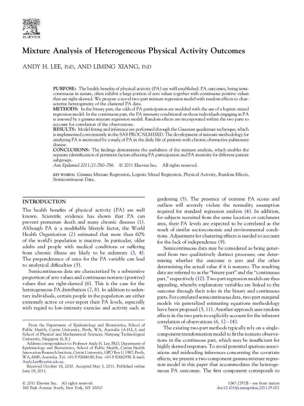 Mixture Analysis of Heterogeneous Physical Activity Outcomes