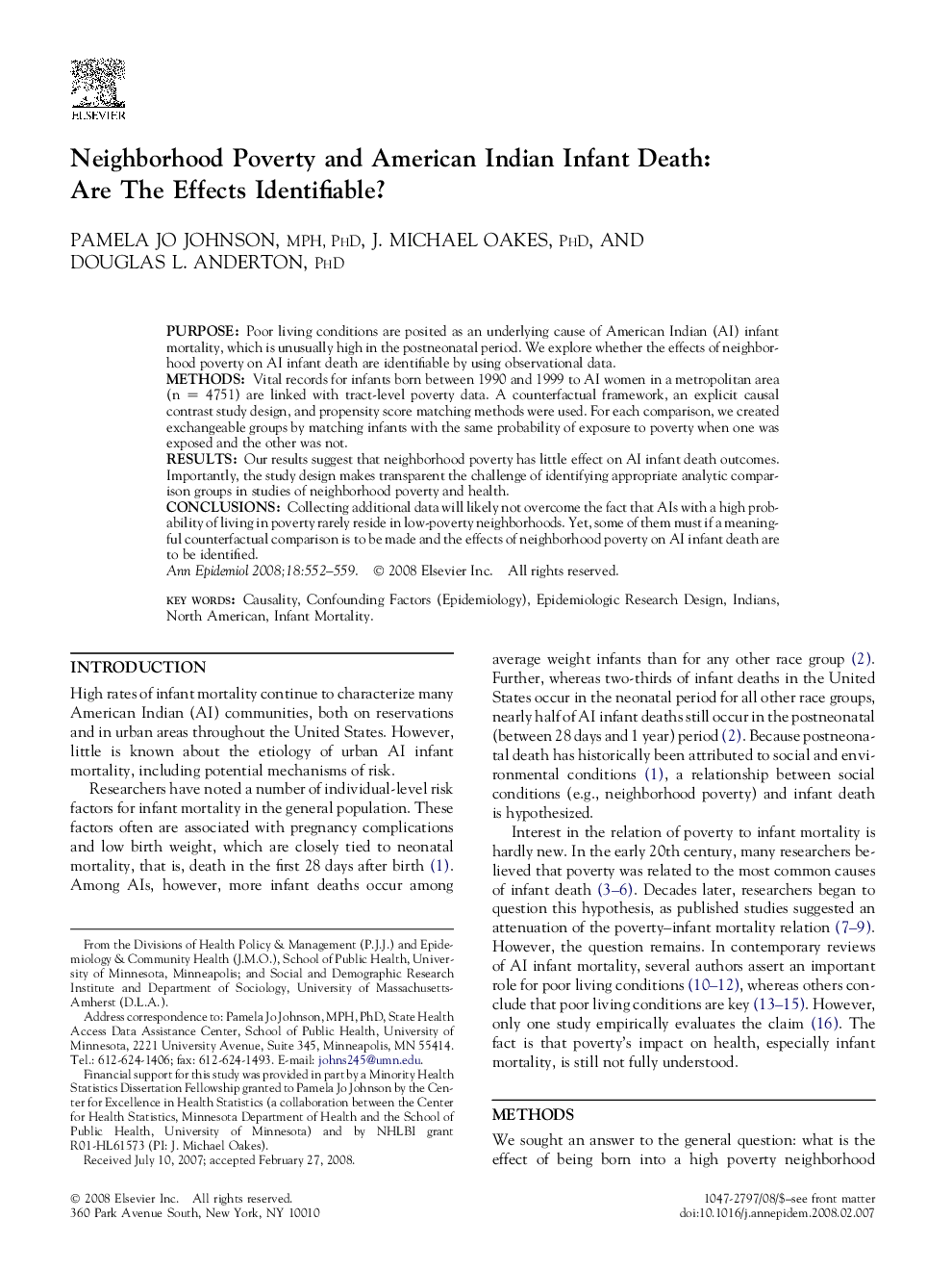 Neighborhood Poverty and American Indian Infant Death: Are The Effects Identifiable? 