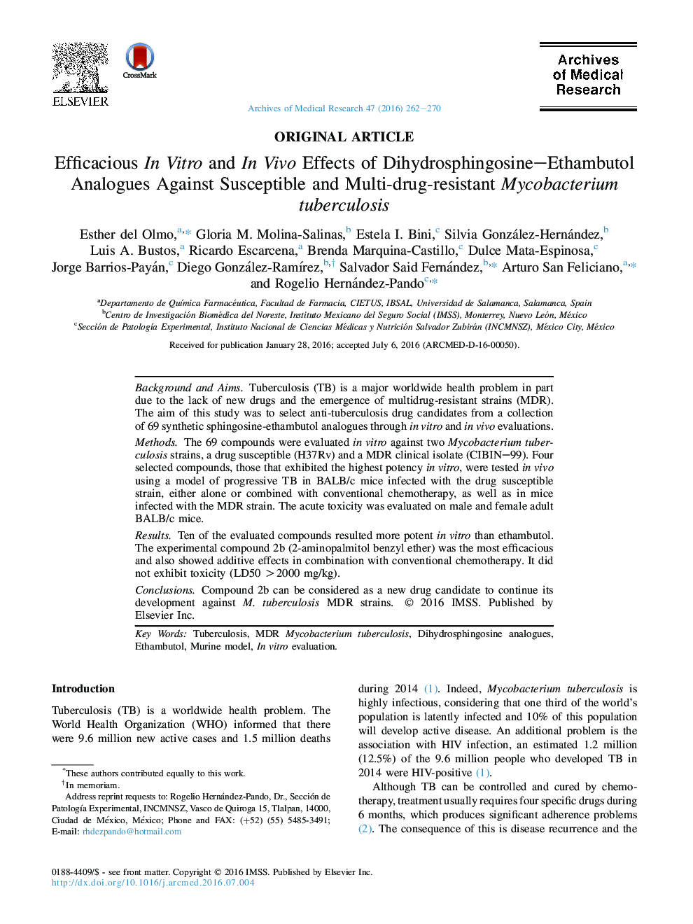 Efficacious In Vitro and In Vivo Effects of Dihydrosphingosine–Ethambutol Analogues Against Susceptible and Multi-drug-resistant Mycobacterium tuberculosis